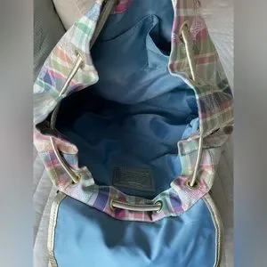 Coach Backpack Bag Pastel Plaid Coach F77342 Daisy Madras Packable Backpack Plaid DayBag  main image 4